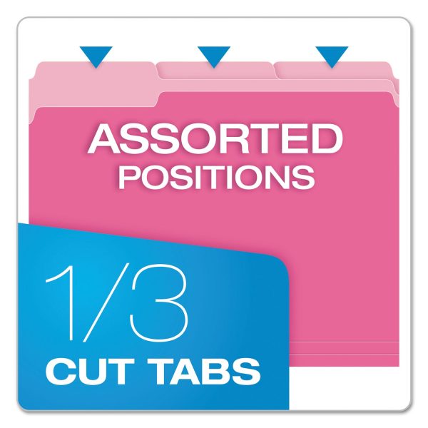 Colored File Folders, 1 3-Cut Tabs: Assorted, Letter Size, Pink Light Pink, 100 Box Sale - Image 2