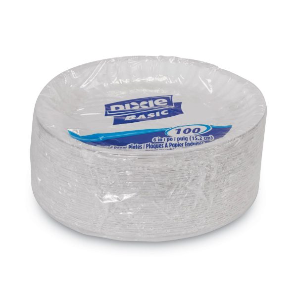 Clay Coated Paper Plates, 6  dia, White, 100 Pack Online Hot Sale - Image 2