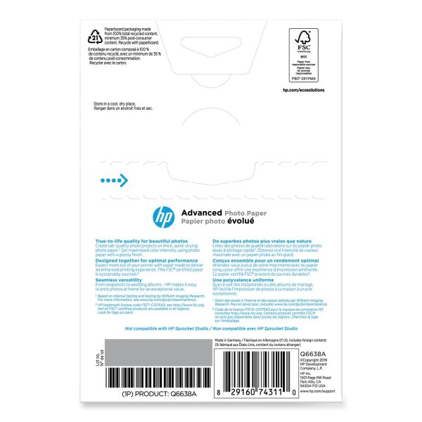 Advanced Photo Paper, 10.5 mil, 4 x 6, Glossy White, 100 Pack Online Hot Sale - Image 3