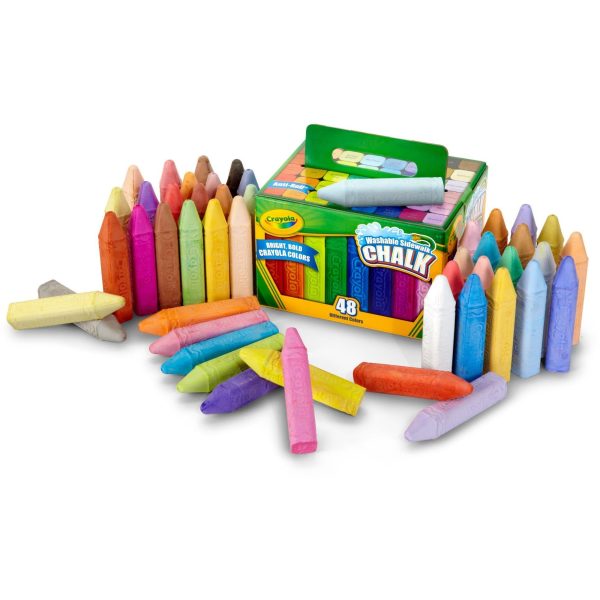 Crayola Washable Sidewalk Chalk - 4  Length - 0.9  Diameter - Assorted - 48   Box - Roll Stop, Washable Discount - Image 2