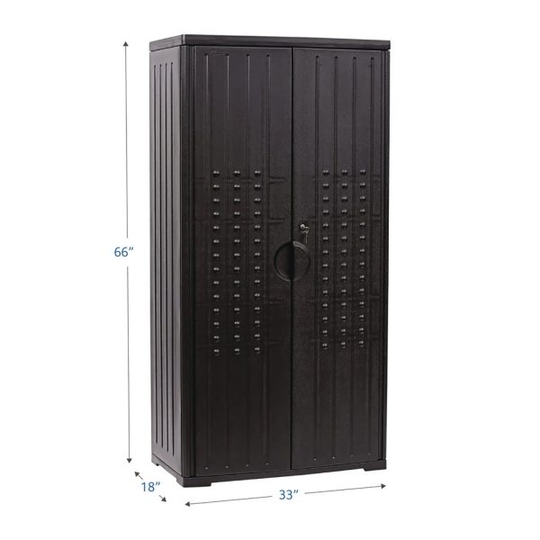 Rough n Ready Storage Cabinet, Three-Shelf, 33w x 18d x 66h, Black Sale - Image 3