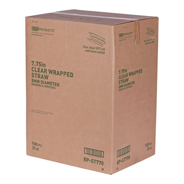 Clear Wrapped Straw, 7.75 , PLA, 400 Pack, 24 Packs Carton Online Sale - Image 2