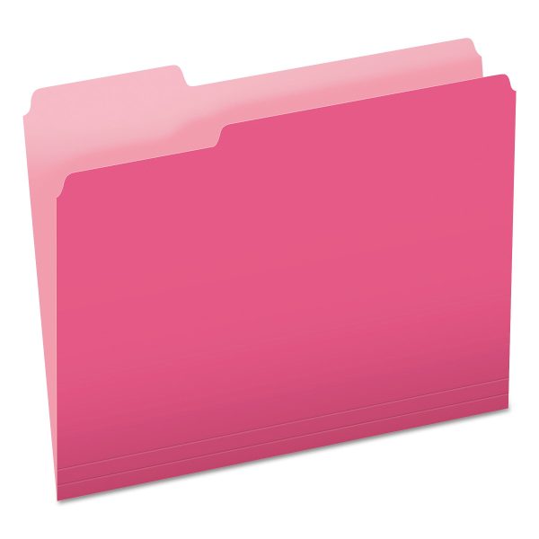 Colored File Folders, 1 3-Cut Tabs: Assorted, Letter Size, Pink Light Pink, 100 Box Sale