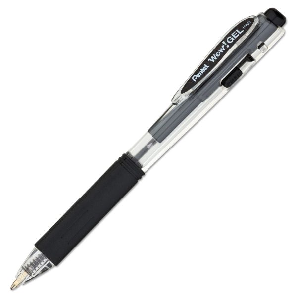 WOW! Gel Pen Bonus Pack, Retractable, Medium 0.7 mm, Black Ink, Clear Black Barrel, 24 Pack Online Hot Sale - Image 3
