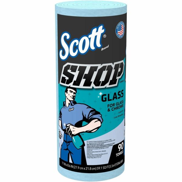 Scott Glass Cleaning Shop Towels - 90 Sheets Roll - Blue - Low Linting, Absorbent, Perforated - For Glass Cleaning, Windshield, Window, Mirror - 1080   Carton For Cheap - Image 2