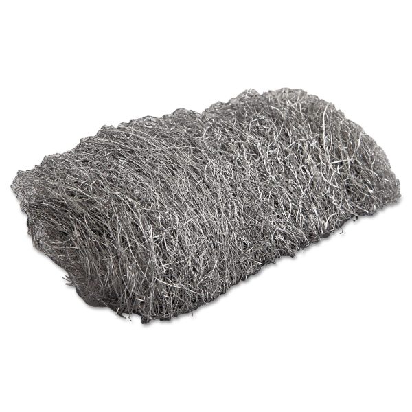 Industrial-Quality Steel Wool Hand Pads, #3 Medium, Steel Gray, 16 Pads Sleeve, 12 Sleeves Carton Sale