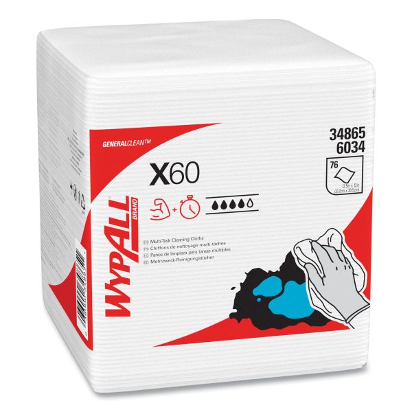 General Clean X60 Cloths, 1 4 Fold, 12.5 x 13, White, 76 Box, 12 Boxes Carton For Cheap - Image 2