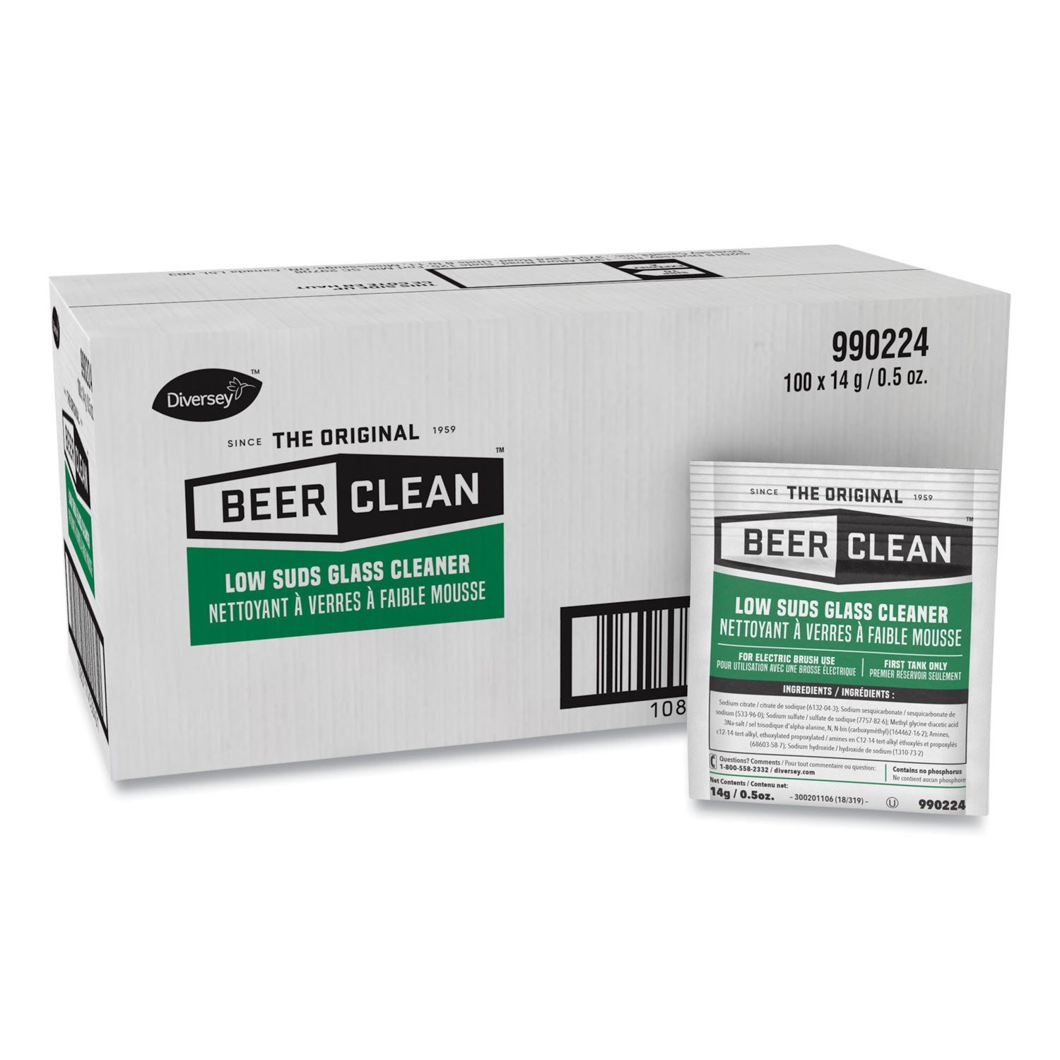 Beer Clean Glass Cleaner, Powder, 0.5 oz Packet, 100 Carton Online Hot Sale