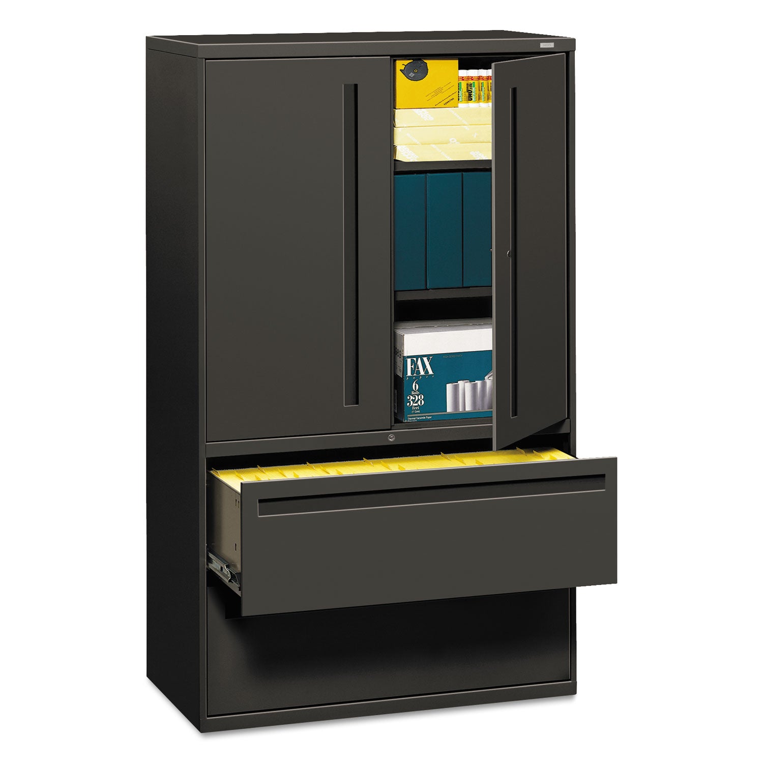 Brigade 700 Series Lateral File, Three-Shelf Enclosed Storage, 2 Legal Letter-Size File Drawers, Charcoal, 42  x 18  x 64.25 Online Sale