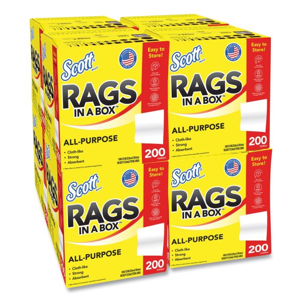 Rags in a Box, POP-UP Box, 12 x 9, White, 200 Box, 8 Boxes Carton Discount