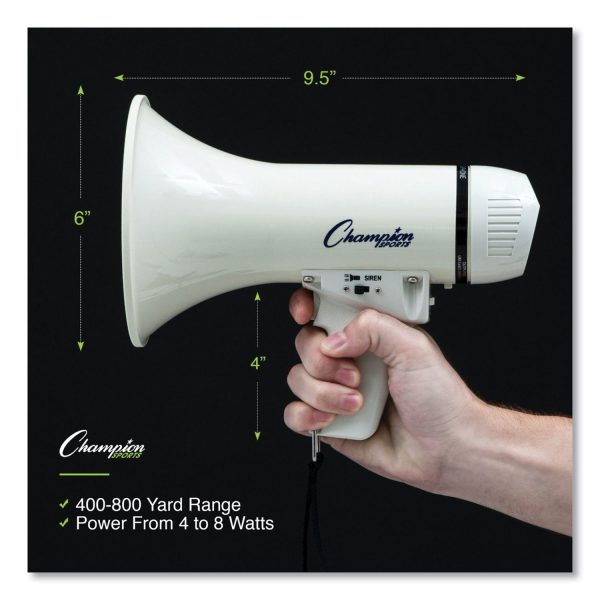 Megaphone, 4 W to 8 W, 400 yds Range, White Fashion - Image 3