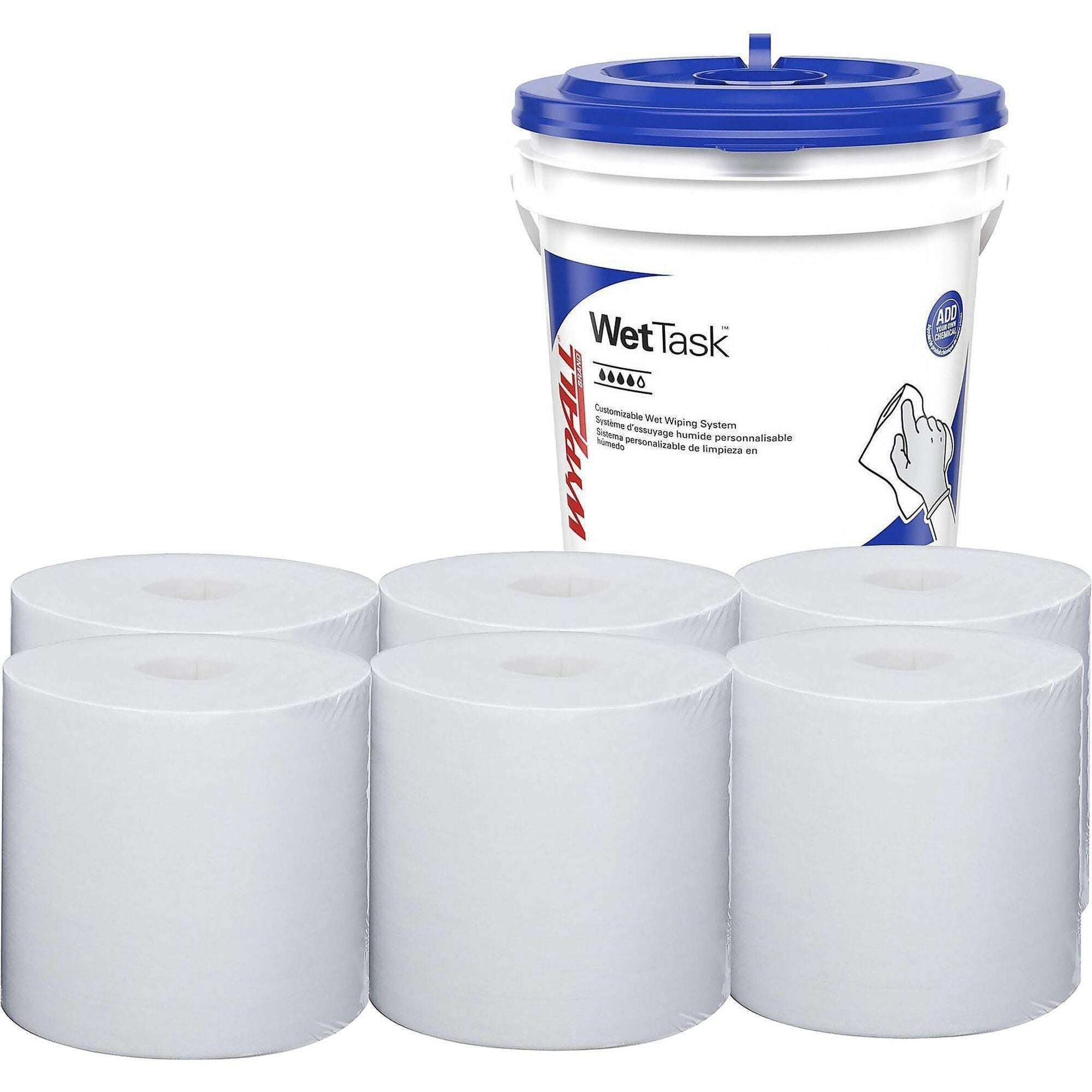 Wypall PowerClean WetTask Wipers for Disinfectants, Sanitizers & Solvents – 12  x 6  – 140 Sheets Roll – White – Hydroknit – Disinfectant – 1 Rolls Per Bucket – 6   Carton For Discount