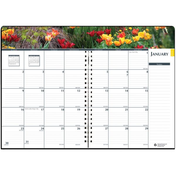 House of Doolittle Earthscapes Gardens Monthly Planner - Julian Dates - Monthly - 12 Month - January 2024 - December 2024 - 1 Month Double Page Layout - 7  x 10  Sheet Size - Wire Bound - Paper - Black Cover - 1 Each Hot on Sale