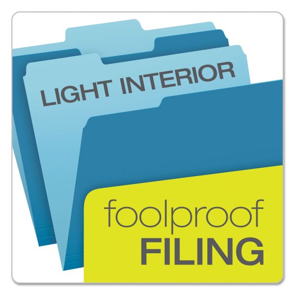 Colored File Folders, 1 3-Cut Tabs: Assorted, Letter Size, Blue Light Blue, 100 Box on Sale - Image 3