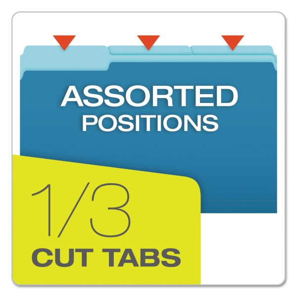 Colored File Folders, 1 3-Cut Tabs: Assorted, Legal Size, Blue Light Blue, 100 Box Supply - Image 2