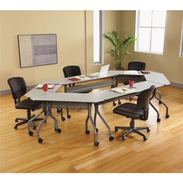 OfficeWorks Mobile Training Table, Rectangular, 60  x 18  x 29 , Gray Charcoal Supply - Image 3