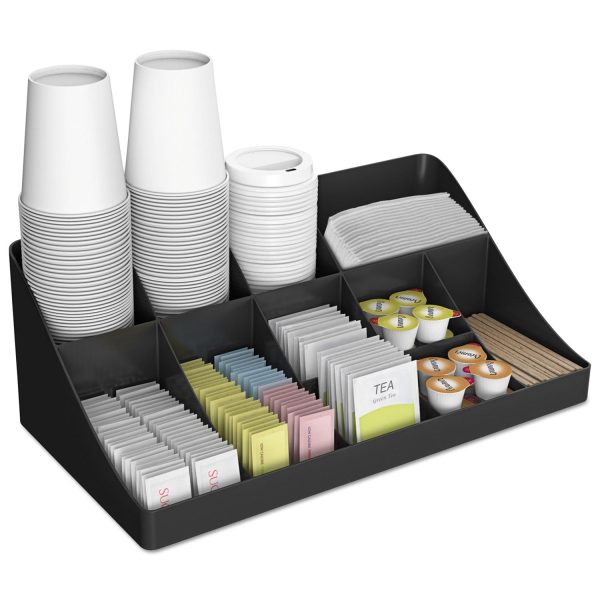 11-Compartment Coffee Condiment Organizer, 18.25 x 6.63 x 9.78, Black on Sale