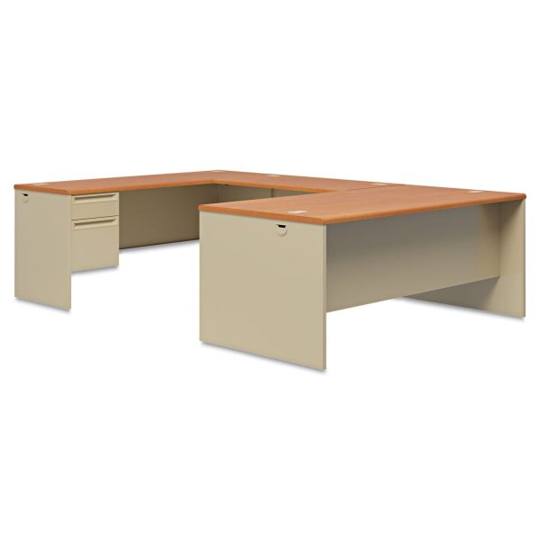 38000 Series Right Pedestal Desk, 72  x 36  x 29.5 , Harvest Putty For Sale - Image 2