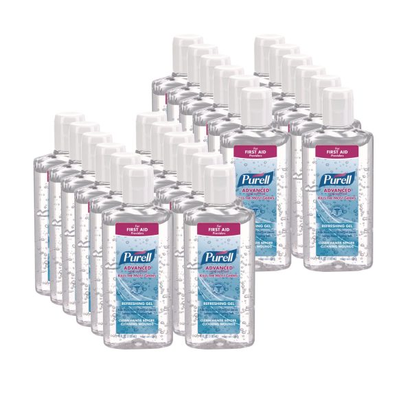 Advanced Hand Sanitizer Refreshing Gel, 4 oz Flip-Cap Bottle, Clean Scent, 24 Carton Supply