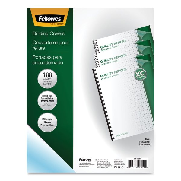 Crystals Transparent Presentation Covers for Binding Systems, Clear, with Square Corners, 11 x 8.5, Unpunched, 100 Pack Hot on Sale