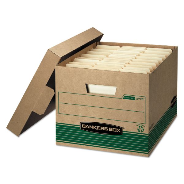 STOR FILE Medium-Duty 100% Recycled Storage Boxes, Letter Legal Files, 12.5  x 16.25  x 10.25 , Kraft Green, 12 Carton Hot on Sale