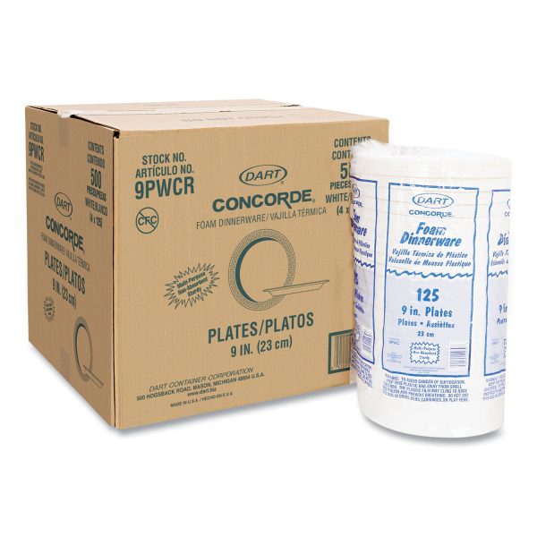 Concorde Foam Plate, 9  dia, White, 125 Pack, 4 Packs Carton For Sale - Image 3
