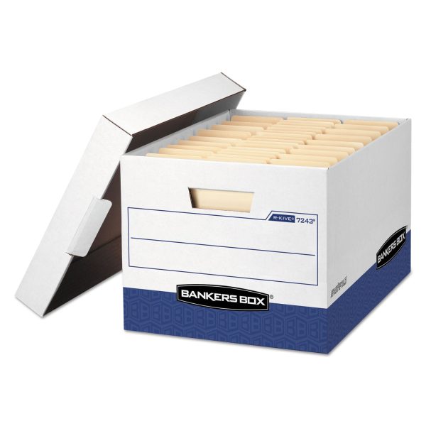 R-KIVE Heavy-Duty Storage Boxes, Letter Legal Files, 12.75  x 16.5  x 10.38 , White Blue, 12 Carton Online Sale