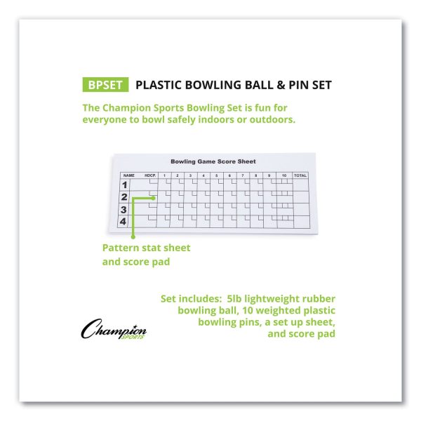 Bowling Set, Plastic Rubber, White, 10 Bowling Pins, 1 Bowling Ball Cheap - Image 3