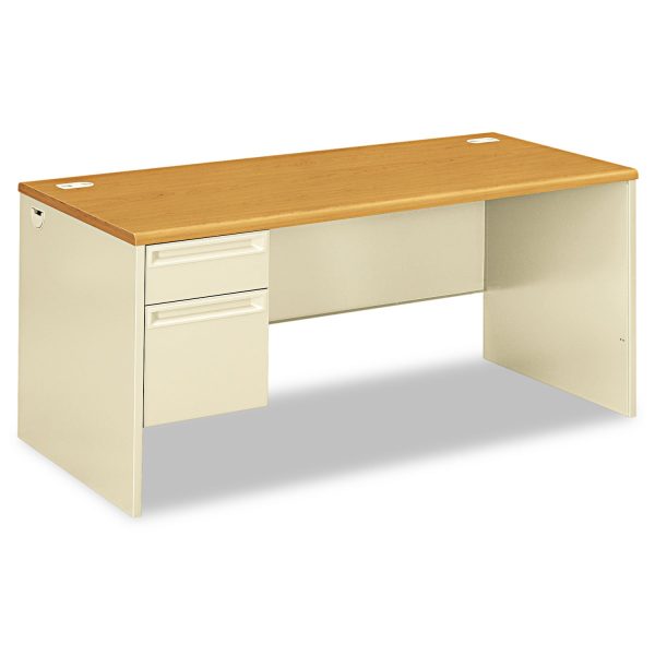 38000 Series Left Pedestal Desk, 66  x 30  x 29.5 , Harvest Putty on Sale