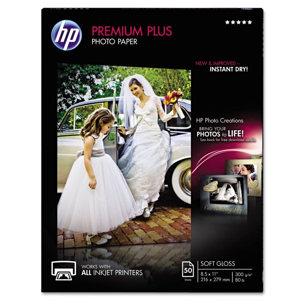 Premium Plus Photo Paper, 11.5 mil, 8.5 x 11, Soft-Gloss White, 50 Pack For Sale