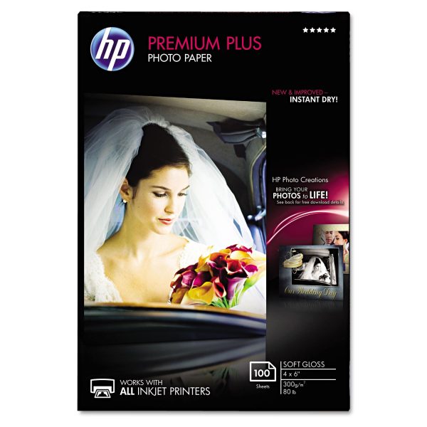 Premium Plus Photo Paper, 11.5 mil, 4 x 6, Soft-Gloss White, 100 Pack Cheap