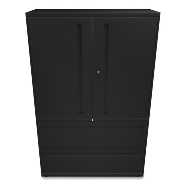 Brigade 700 Series Lateral File, Three-Shelf Enclosed Storage, 2 Legal Letter-Size File Drawers, Black, 42  x 18  x 64.25 Supply - Image 2