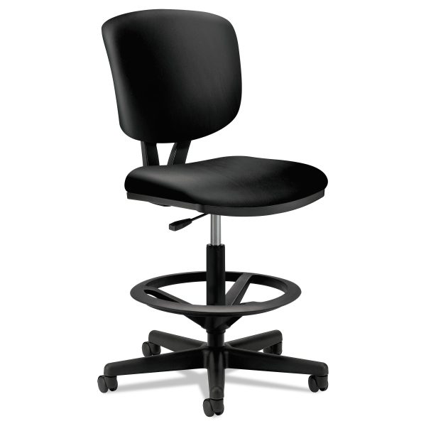 Volt Series Leather Adjustable Task Stool, Supports Up to 275 lb, 22.88  to 32.38  Seat Height, Black Online