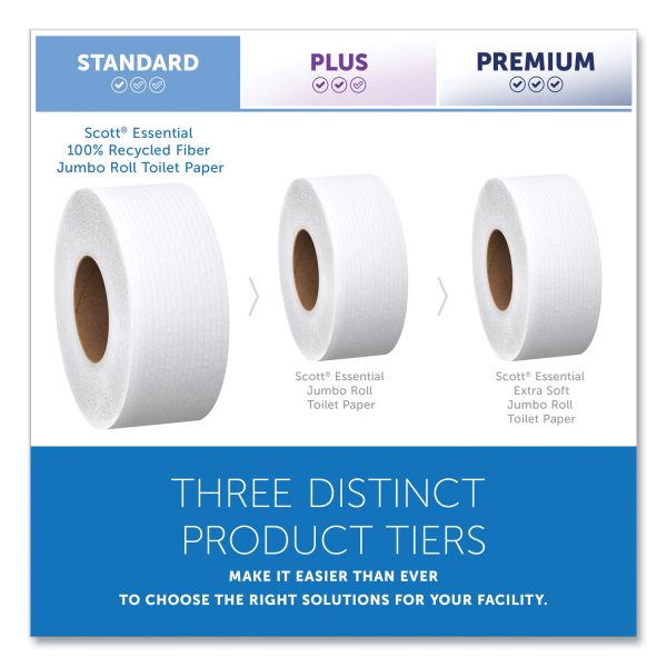Essential 100% Recycled Fiber JRT Bathroom Tissue for Business, Septic Safe, 2-Ply, White, 3.55  x 1,000 ft, 12 Rolls Carton Supply - Image 3