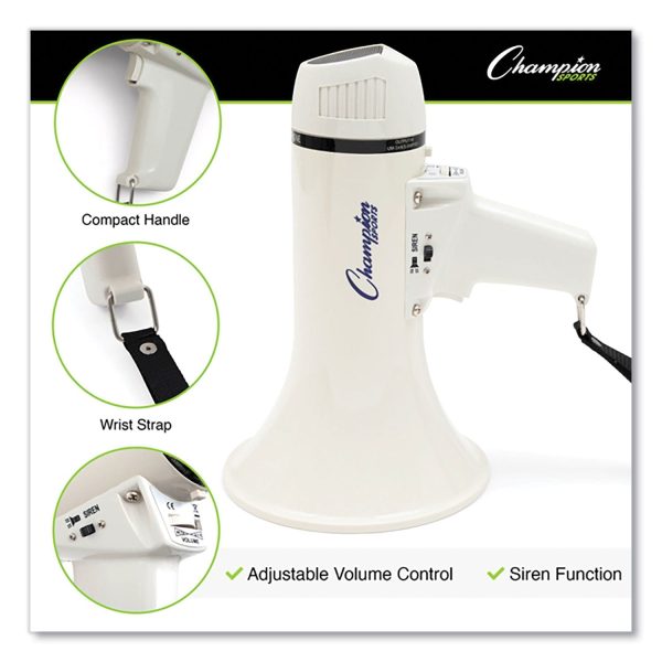 Megaphone, 4 W to 8 W, 400 yds Range, White Fashion - Image 2