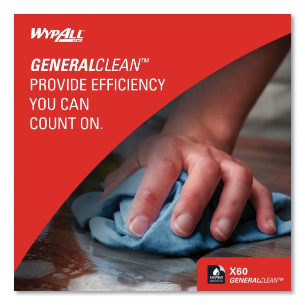 General Clean X60 Cloths, Jumbo Roll, 12.5 x 13.4, Blue, 1,100 Roll Discount - Image 5