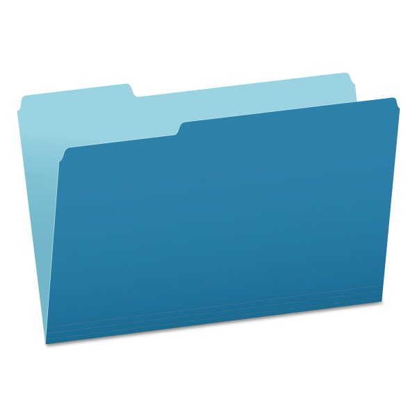 Colored File Folders, 1 3-Cut Tabs: Assorted, Legal Size, Blue Light Blue, 100 Box Supply