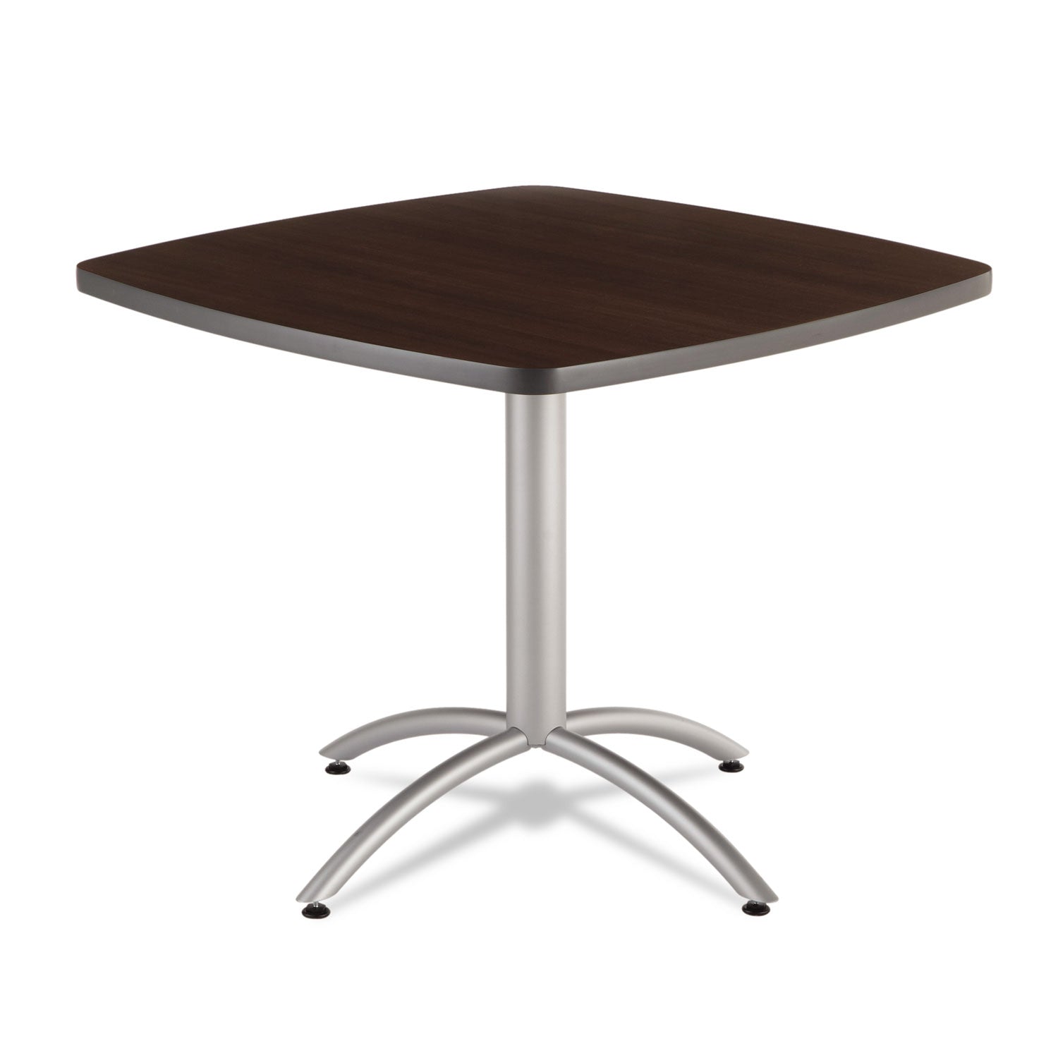 CafeWorks Cafe-Height Table, Square, 36  x 36  x 30 , Walnut Silver Discount