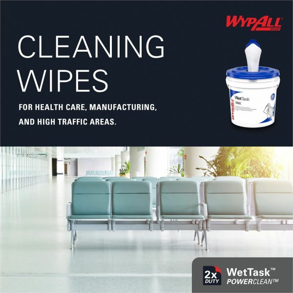 Wypall PowerClean WetTask Wipers for Disinfectants, Sanitizers & Solvents - 12  x 6  - 140 Sheets Roll - White - Hydroknit - Disinfectant - 1 Rolls Per Bucket - 6   Carton For Discount - Image 5