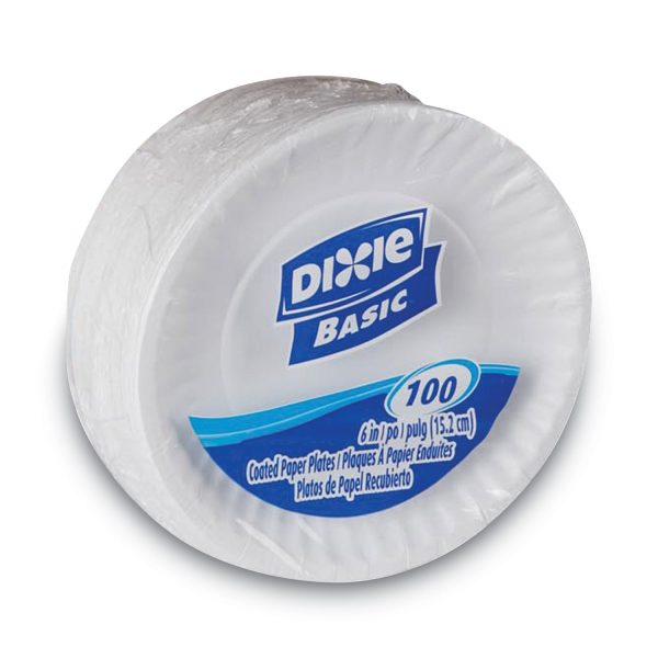 Clay Coated Paper Plates, 6  dia, White, 100 Pack Online Hot Sale