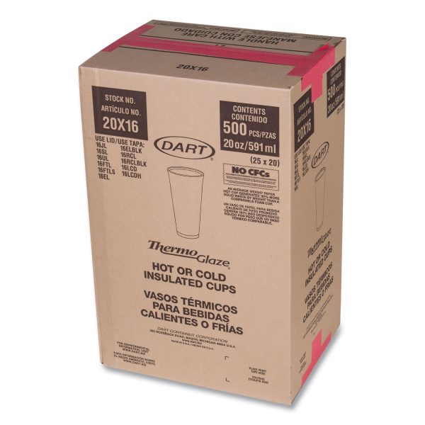 Cafe G Foam Hot Cold Cups, 20 oz, Brown Red White, 20 Pack For Discount - Image 2
