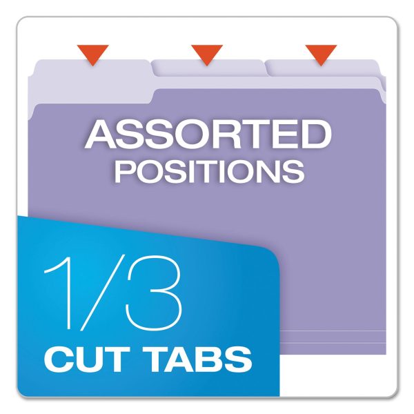 Colored File Folders, 1 3-Cut Tabs: Assorted, Letter Size, Lavender Light Lavender, 100 Box Discount - Image 2