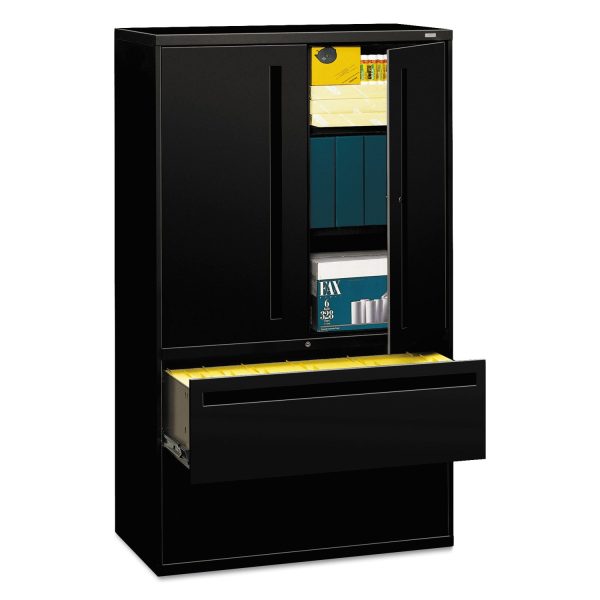 Brigade 700 Series Lateral File, Three-Shelf Enclosed Storage, 2 Legal Letter-Size File Drawers, Black, 42  x 18  x 64.25 Supply