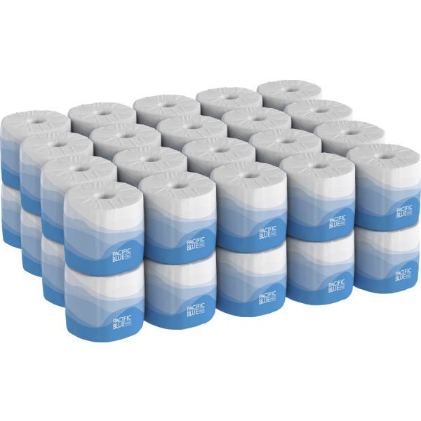 Pacific Blue Select Standard-Roll Embossed Toilet Paper - 2 Ply - 4  x 4.05  - 550 Sheets Roll - White - Perforated, Absorbent, Durable, Soft - For Restroom - 40   Carton For Sale - Image 3