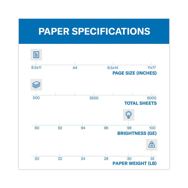 Premium Laser Print Paper, 98 Bright, 32 lb Bond Weight, 8.5 x 11, White, 500 Ream For Sale - Image 3