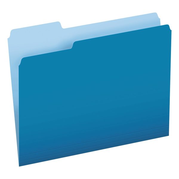 Colored File Folders, 1 3-Cut Tabs: Assorted, Letter Size, Blue Light Blue, 100 Box on Sale