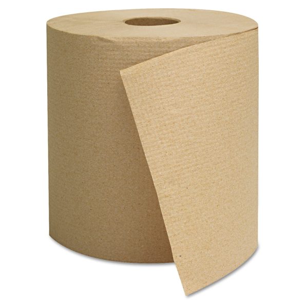 Hardwound Towels, 1-Ply, 800 ft, Brown, 6 Rolls Carton Supply