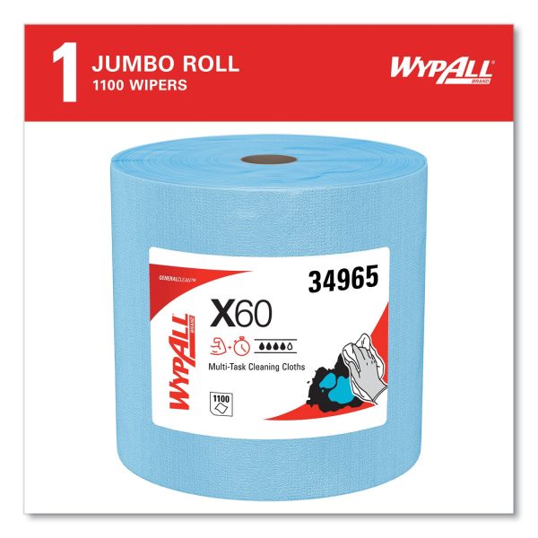 General Clean X60 Cloths, Jumbo Roll, 12.5 x 13.4, Blue, 1,100 Roll Discount - Image 2