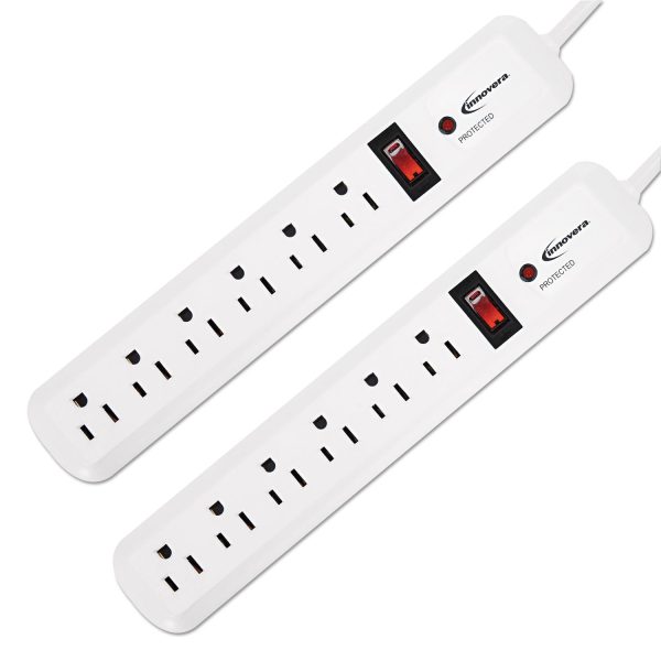 Surge Protector, 6 AC Outlets, 4 ft Cord, 540 J, White, 2 Pack on Sale