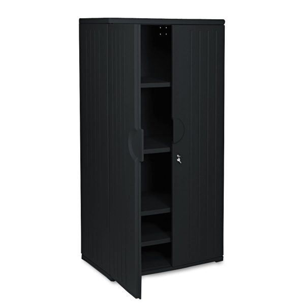 Rough n Ready Storage Cabinet, Four-Shelf, 36w x 22d x 72h, Black Online